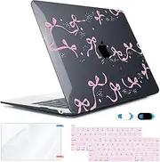 Compatible with MacBook Pro 13 inch Case M2 2024 2023 2022-2016 A2338 M1 A2251 A2289 A2159 A1989 A1706, Plastic Hard Shell Case & Keyboard Cover & Screen Protector &Webcam Cover, Bows-b