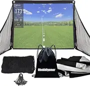 Golf Simulator Impact Screens Installed on Golf Hitting Net Frame- 10' or 7' Sim Ball Simulator Impact Display Projection Screen Cloth with 10pcs Grommet Ropes for Outdoor/Indoor/Home