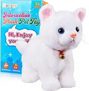 (White) - White Plush Cat Stuffed Animal Interactive Cat Robot Toy, Baby Friends Kitty Cat Pets, Barking Kitten Sound Control, Electronic Cat Pet, Walking Cat Kitty Toy, Animated Toy Cats for Girls Baby Kids