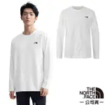 【THE NORTH FACE】男 吸濕透氣純棉長袖圓領T恤.休閒套頭衫.運動上衣/大尺寸品牌標識/8AT8-FN4 白