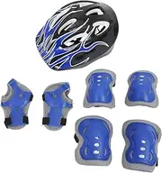 Anneome 7pcs Set Skateboard Suit Wrist Guards Elbow Pads Knee Pads Elbow Pads Wrist Guards Roller Skate Pads Knee Pads Wrist Guards Skateboarding Skating Pads Blue