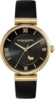 [Olivia Burton] Minima Bee Black Calfskin Black Sunray Dial Women's Watch