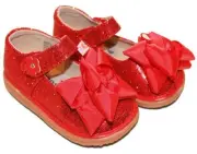 MOOSHU Trainers Squeeker Shoes NEW Red Sparkle Sz 3-9 Mary Jane Christmas