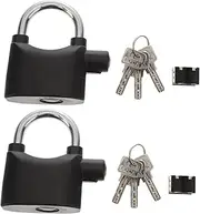 HONMEET 2Pcs Security Alarm Lock for Bike Motorcycle High Decibel Theft Padlock with Keys Compact Durable Design for Outdoor Use for Doors and Windows