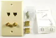 RJ12 RJ-45 Two Coax F-Connectors - Quest VHT-9612 - Ivory - QUANTITY OF 10
