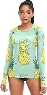 [RPLIFE] Light Pineapple Print Light Green Lightweight Sun Protection Clothing, Summer Hiking Clothes Women