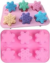 MoldFun 2Pcs 6 Different Snowflake Shaped Silicone Molds Set for Making Large Soap Bath Bombs Lotion Bars Chocolate Candy Gummy Baking Cake Jello Jelly Wax Crayon Melt Plaster Ice Cube Tray