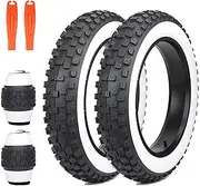 ZUKKA 2 Pieces 20 Inch Heavy Duty E-Bike Tyres 20 x 4.0 Sheath 102-406 Foldable Fat Tyre Fat Bicycle Tyres for E-Bike/Mountain Snow Bike, White