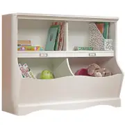 Sauder Pogo Bookcase Bookshelf Open Shelving Toy Storage Bins White