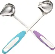 CRILSTYLEO Premium Stainless-Steel Soup Spoon Anti-Slip Crooked Design Rice Spoon Kitchen Utensils Sauce Ladle Cooking