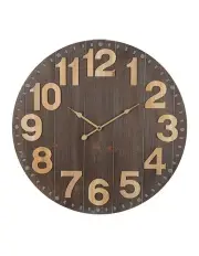 [Willow & Silk] Round Numerals Digital Wall Clock Large 60cm in Brown