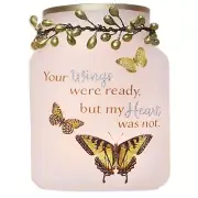 Stony Creek Your Wings Were Ready Sympathy Lighted Glass Jar Memorial 4.5" NIB