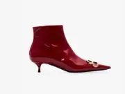 NIB Balenciaga Red BB 40 Patent Leather Pointed Toe Zip Ankle Boot Booties 36.5