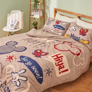 床包 / 雙人加大【Disney 米奇小標誌】含兩件枕套 高密度磨毛 戀家小舖台灣製