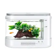 HYGGER Small 6. 8 Litre Betta Fish Tank with LED Light - White