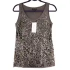 Eileen Fisher Womens Size XS Sequin Fine Merino Tank Top Swanktop Mauve NEW