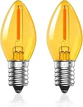 BrightArk 0.5W E14 LED Vintage Light Bulb Warm White,C7 Salt Lamp Bulb Candle Small Edison Screw SES Low Watt Light Bulb,2000K Orange Amber Glass Night Light Bulb, Non-Dimmable, 2-Pack