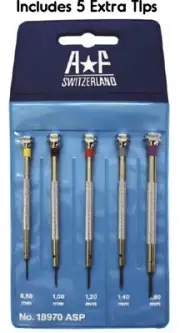 Best Swiss AF Watch flat head blade Screwdriver 5pc Set W 5 Extra Tips