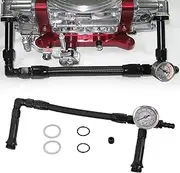 RYANSTAR RACING AN6 Dual-Feed Double Pump Braided Fuel Line with 0-150Psi Vacuum Pressure Gauge Compatible with Holley 4150 Carburetor