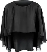 [Luwint] Chiffon Capelet Shawls and Wraps for Women, Soft Chiffon Cape for Evening Dress Wedding Cape Bolero Flapper Cover Up