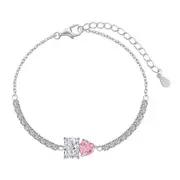 ANYCO Bracelet Cuba Drop Heart Shape Iced Out Cubic Zirconia 925 Silver Chain Crystal Bracelets Bangles Charm For Bracelet Women