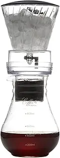 Durable Iced Coffee Maker, Cold Brew Coffee and Tea Maker with Adjustable Water Flow, Borosilicate Glass Carafe for Home Office