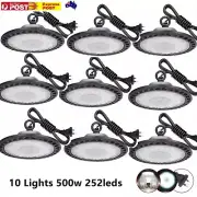 10x 500W UFO LED High Bay Lights Industrial Workshop Warehouse Factory Lamp Shed