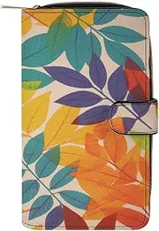 [LQPMNK] PU Leather Wallet, Multicolor Leaves Print Wallet with Multiple Slots Elegant Wallet Business Wallet Travel Wallet Bifold Wallet, style, 19.7x11x3.5cm, Minimalist