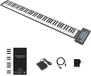 Roll Up Flexible MIDI Piano Keyboard for Kids & Adults, Soft Silicone Rechargeable Piano, MIDI Out, Bluetooth, Built-in Speaker