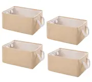 4 Pack Nursery Home Foldable Storage Bin Collapsible Fabric Storage Basket comes with Handles for Toy Gift Organizing Shelf Closet Clothes