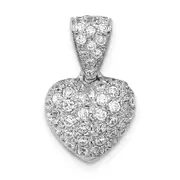 14k White Gold 3/4ct. Real Diamond Heart Pendant