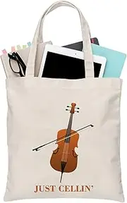 [BDPWSS] Cello Gift Cello Music Tote Bag Just Cellin’ Funny Cello Cellist Orchestra Musician Reusable Handbag Cello Player Gift