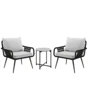 Alaterre Andover All-Weather Outdoor Conversation Set With Two Rope Chairs & 18In Cocktail Table