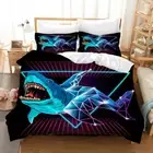 3D Shark Geometry Light Colorful Quilt Cover Set Bedding Sets Pillowcases 64