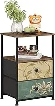 VEDECASA Chest of Drawers with 2 Drawers and Open Shelf, Bohemian Dressing Table, Storage Cabinet, Bedside Table, Side Table for Living Room, Bedroom, Sturdy Steel Frame, Wooden Top