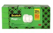 Scotch Magic Tape XL Roll Refill - 3/4 in X 1500 in- 12 ROLLS, Free shipping USA