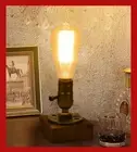 Metal Rustic Industrial Vintage Look Side Table Lamp - Edison Light Bulb