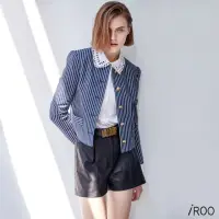 在飛比找momo購物網優惠-【iROO】復古 條紋外套