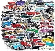 51 PCS Vintage Classic Car Stickers Pack for Kids Teens Adults Classic Cars Waterproof Vinyl Stickers and Decals for Laptop Computer Luggage Hydroflasks Water Bottle Scrapbook Skateboard