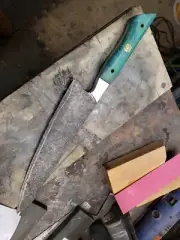 9 Inch Go Mai K-tip Chef's Knife With Blue And Green Micarta Handle