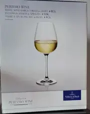 New Villeroy & Boch Purismo White Wine 14 oz Stemware 4 pieces Glasses Goblets