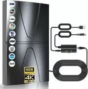 All-in-One Amplified HDTV Antenna with 1600 Miles Range and Thick Coax Cable