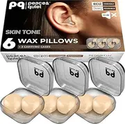 PQ Wax Ear Plugs for Sleep - 6 Silicone Wax Earplugs for Sleeping and Swimming - Gel Ear Plugs for Noise Cancelling, Ear Protection - Sleeping Earplugs with Sound Blocking 32 Db (6-Pillows). Beige