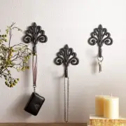 Cast Iron Hanging Wall Coat Key Holder Hook Ornate Swirl Rustic Black