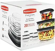 [Rubbermaid] Premier Crystal Clear Stain Resistant 20 Piece Set Grey Lids
