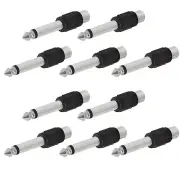 10Pcs RCA Female Jack To 1/4 " Male Mono Plug Single Audio Connector Adapter DIY