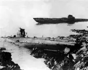 New 8x10 World War I Photo: German U-Boats Washed Ashore at Falmouth, England