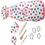 QUMIIRITY 1 Set Chef Costume Kitchen for Educational Role Play Apron Hat Fun Cooking Kits to Develop Creativity Coordination Little Chefs