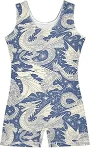 [FRODOTGV] Gray Dragon Blue Leotard for Girls Gymnastics Toddler 1-Piecing for Tumbling Classes for Training, Yoga, Tumbling