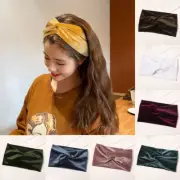 Women Wide Velvet Elastic TurbanHairband Solid Headband Sport Yoga Gym Headwrap✔